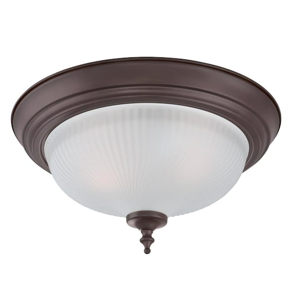 Westinghouse Fixture Ceiling Flush-Mount 60W 2Lght Trad 13In ORB Frosted Swirl Glass, 2PK 6344500 - main